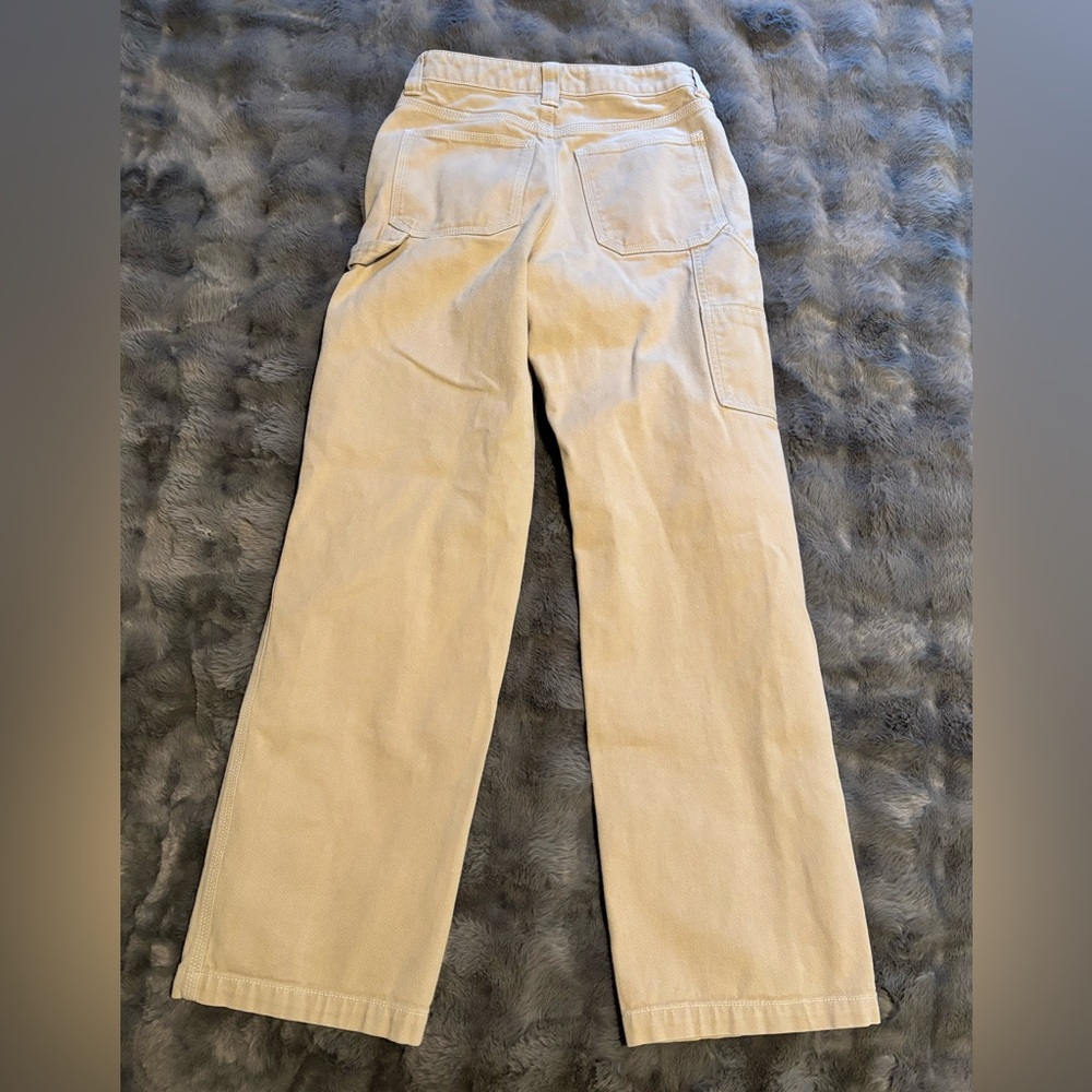 Aritzia TNA carpenter wide legged jeans size 2 khaki color